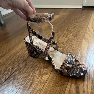 Sam Edelman Embossed-Leather Block-Heel Sandal Women's Size 7